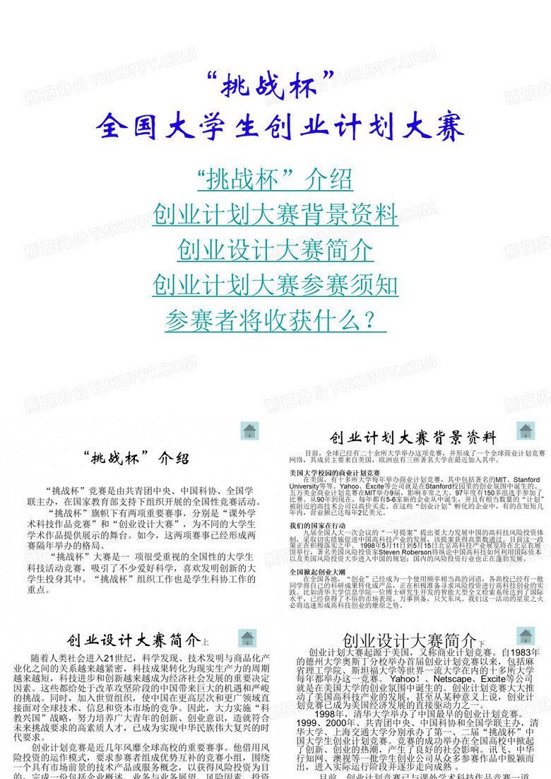 挑战杯 大学生创业计划大赛