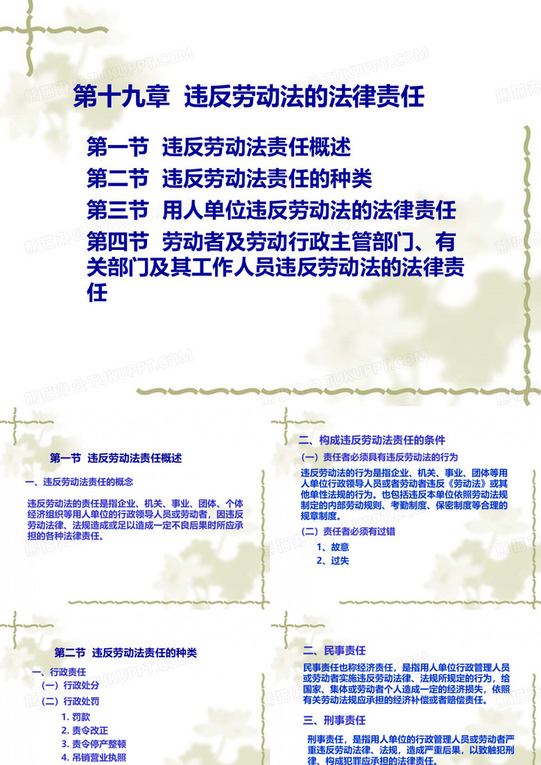 劳动与社会保障法 第十五章 违反劳动法的法律责任
