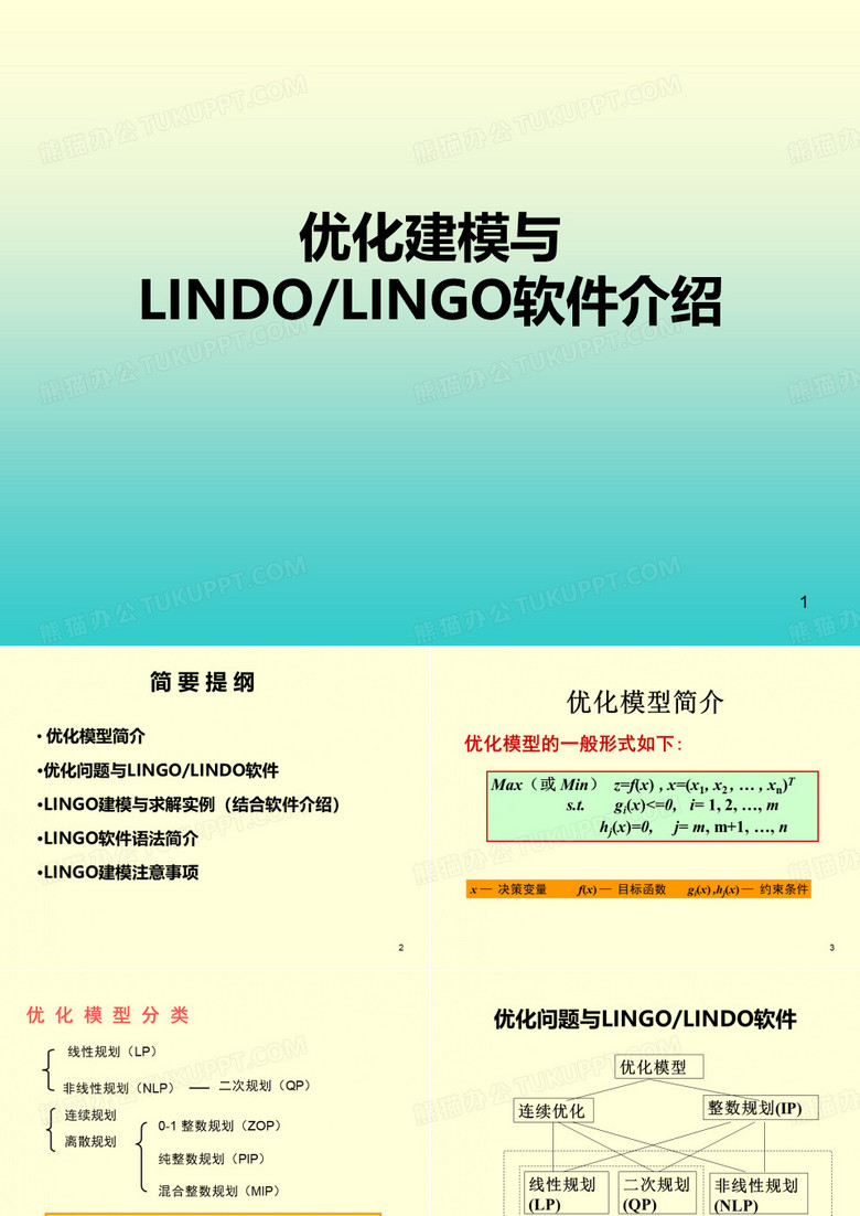 优化建模与LINDOLINGO软件介绍 共59页PPT资料