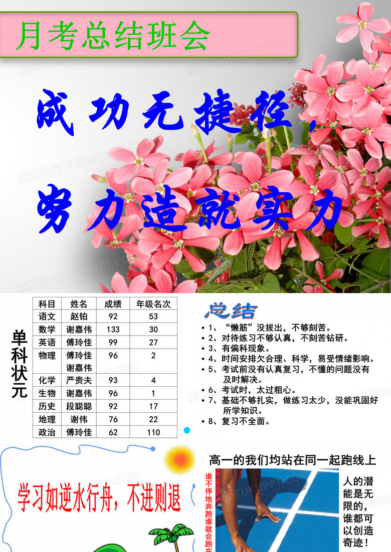 月考总结班会