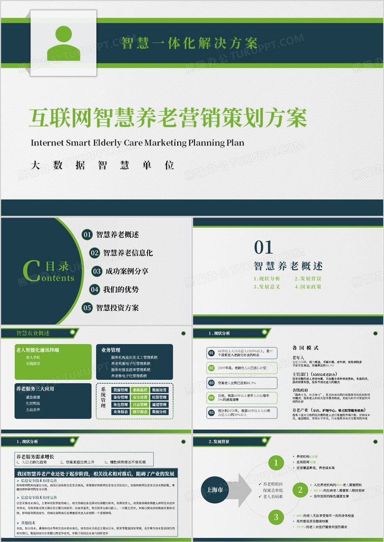 绿色互联网智慧养老营销策划方案PPT模板
