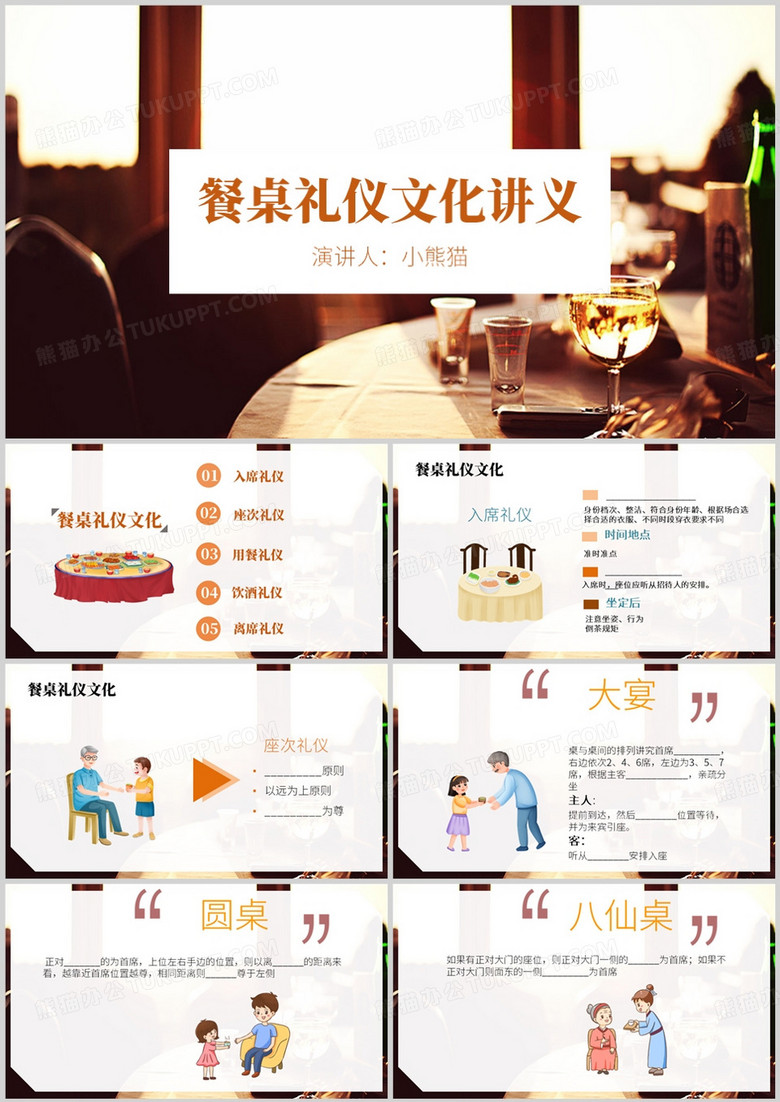 餐桌礼仪文化讲义ppt模板