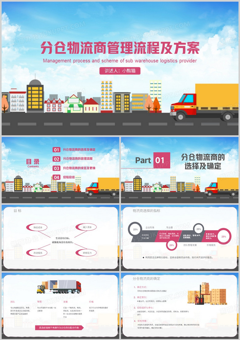 分仓物流商管理流程方案企业培训PPT模板
