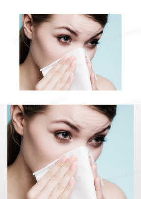 感冒流鼻涕的美女人物特写高清图片