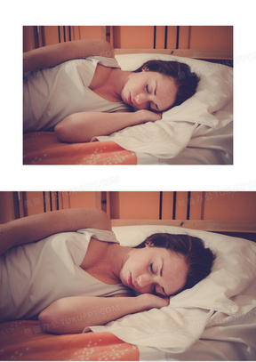侧躺在床上睡着的美女摄影高清图片