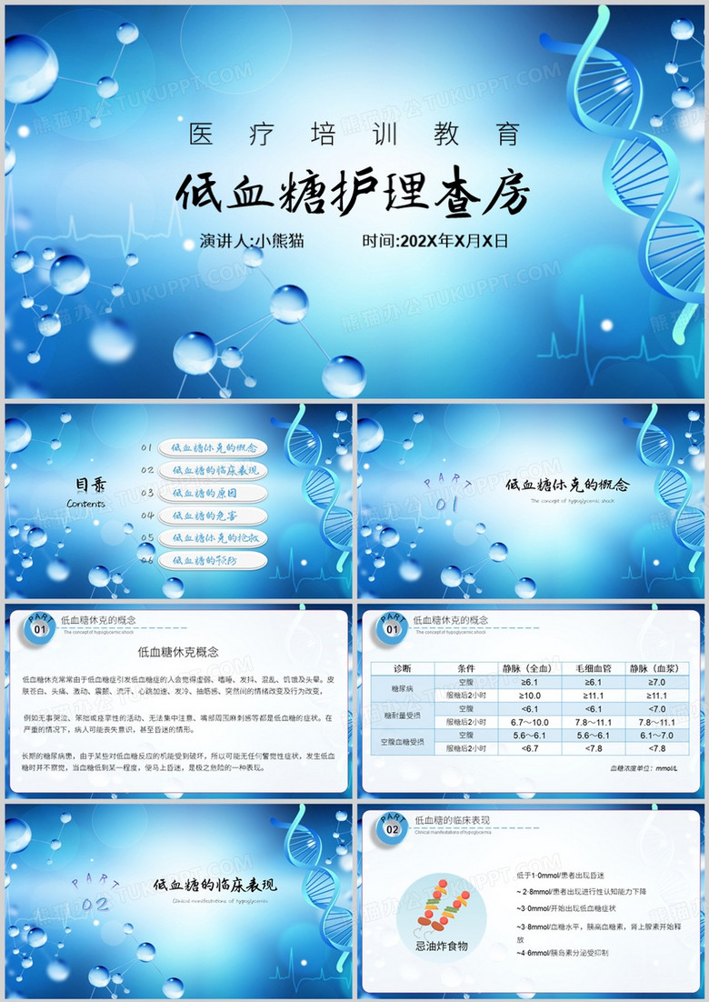 低血糖休克护理查房培训PPT模板