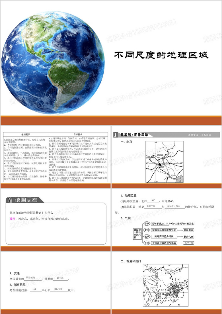 高二区域地理不同尺度的地理区域PPT模板