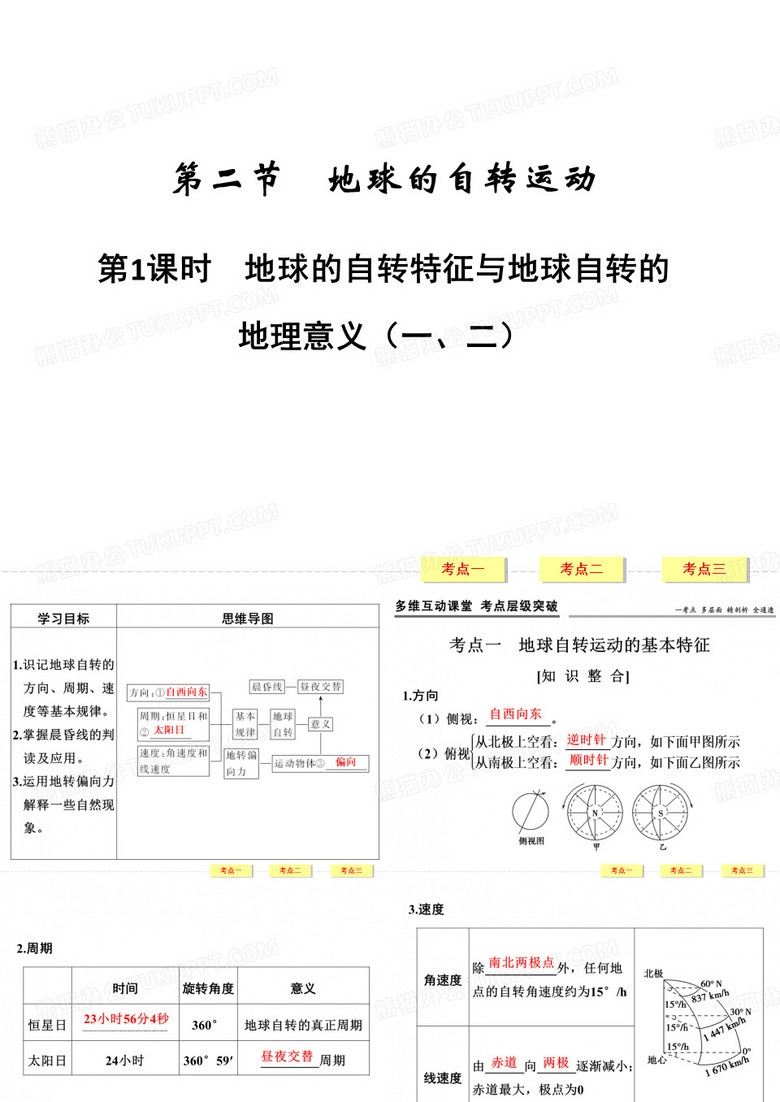 地球的自转特征与地球自转的地理意义
