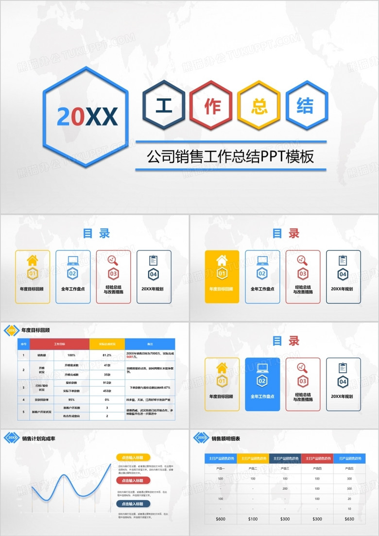 简约全面销售部年终工作总结报告PPT模板