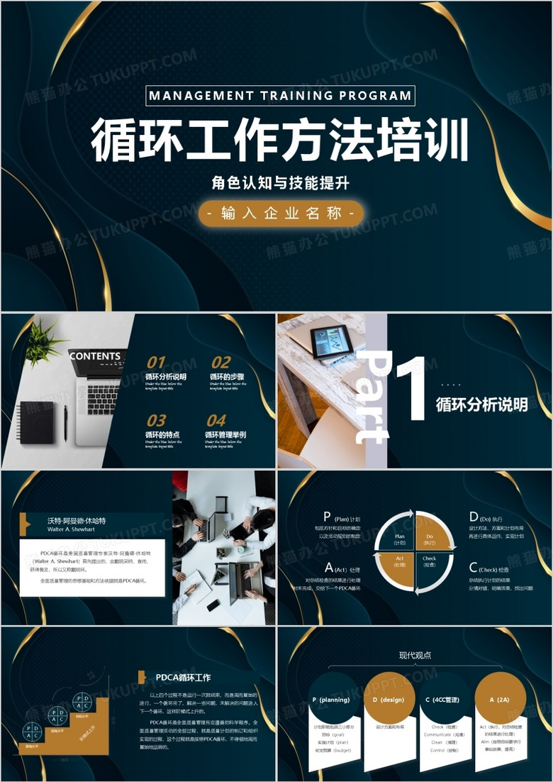 循环工作方法培训企业管理员工提升PPT模板