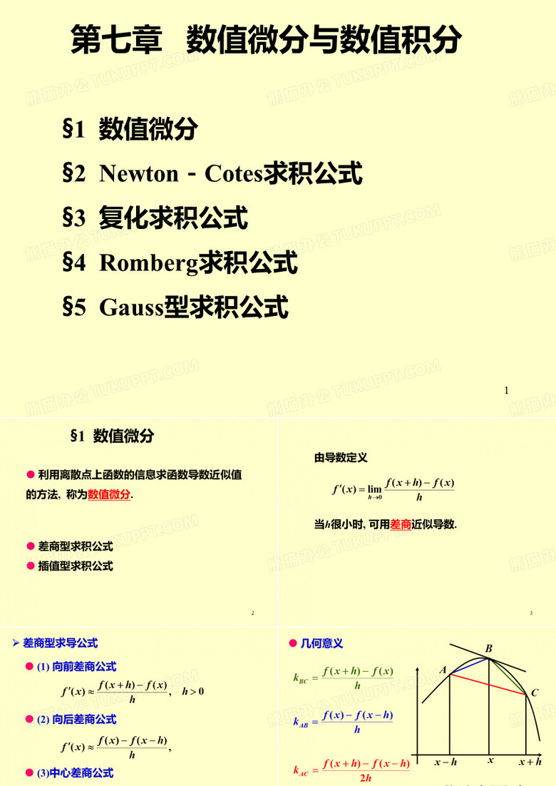 数值分析 第七章数值微分与数值积分
