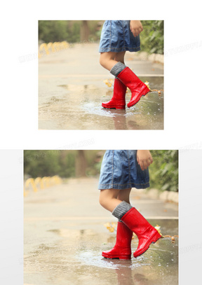 赤脚穿雨靴图片
