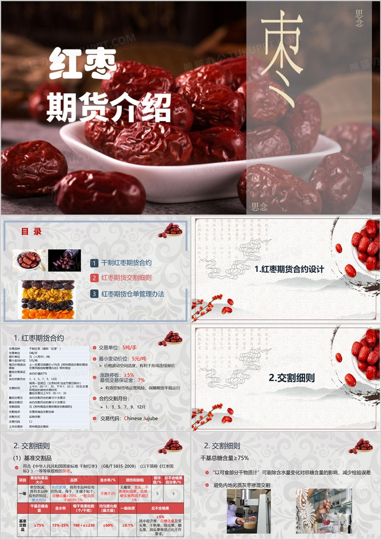 红色简约红枣期货细则详解PPT模板