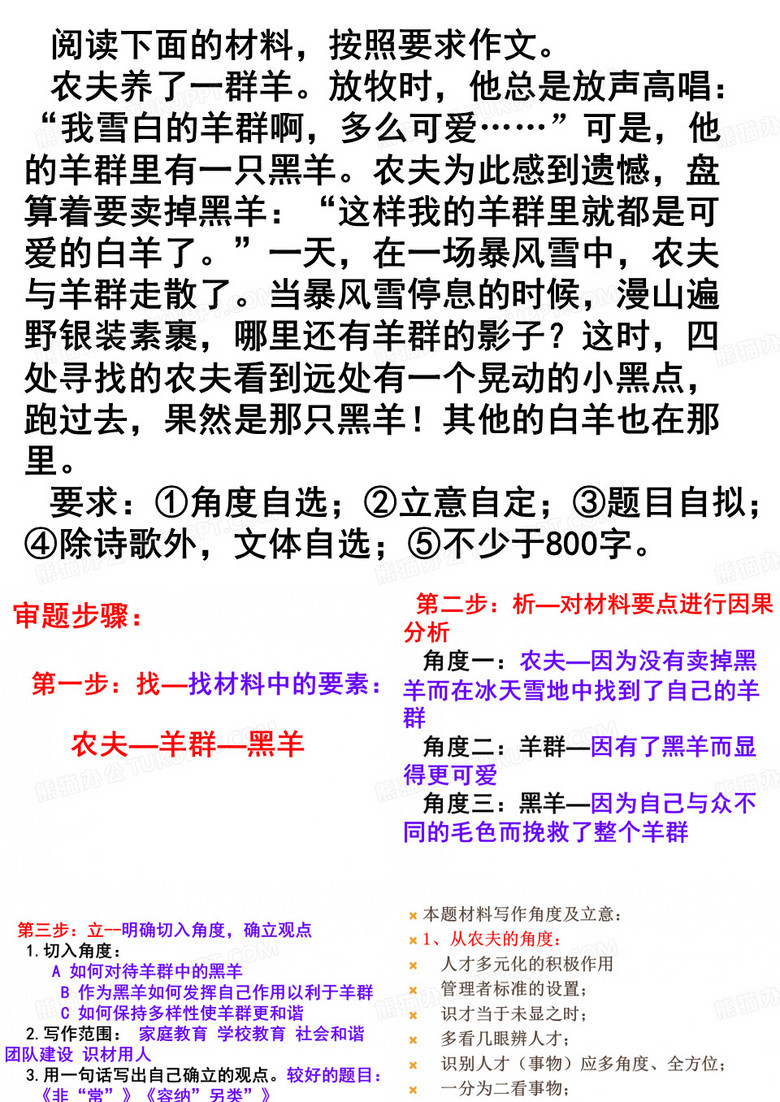 “白羊与黑羊”作文讲评