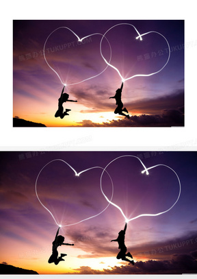 情人节双心烟花设计图片素材