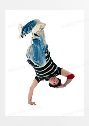 单手撑地的街舞人物摄影高清图片