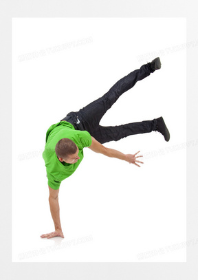 做高难度动作的街舞男摄影高清图片