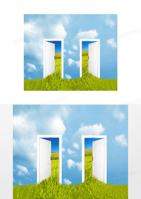 两扇打开着的房门创意图片