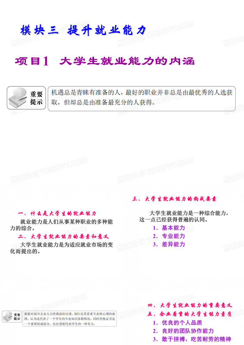 大学生就业指导模块三  提升就业能力