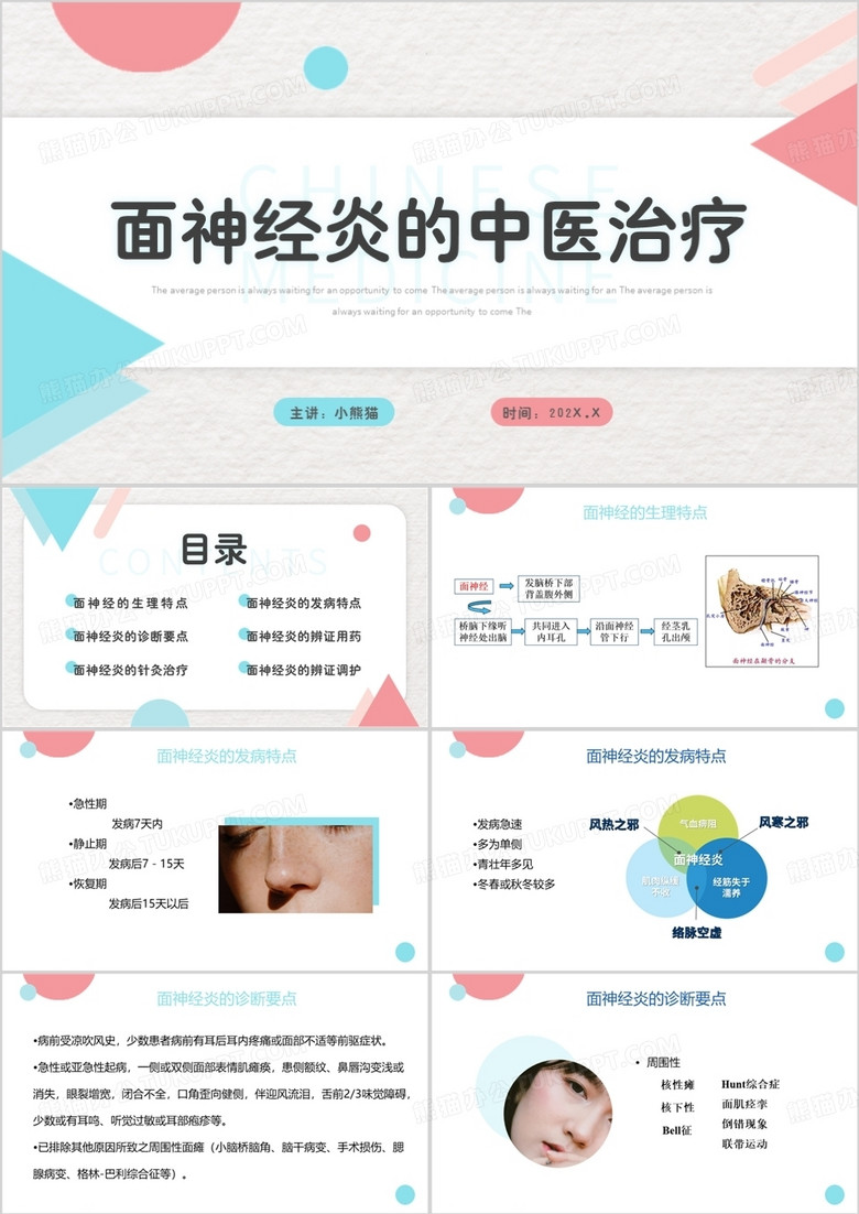 简约脑神经炎的中医治疗PPT模板