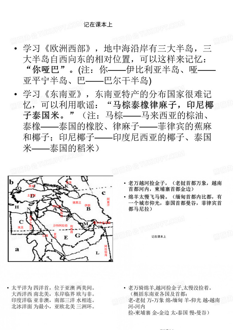 七年级地理口诀