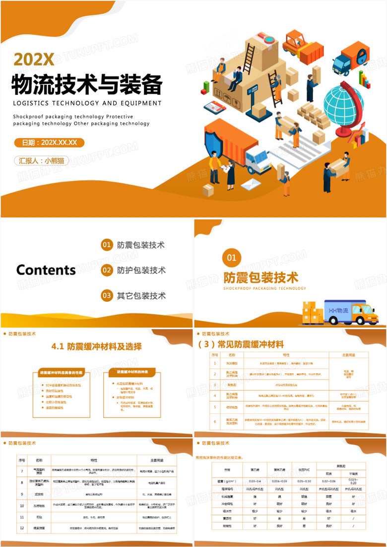 黄色简约物流技术与装备PPT模板