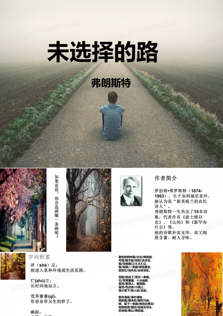 部编人教版 七年级下 《未选择的路》-弗罗斯特 优质课件