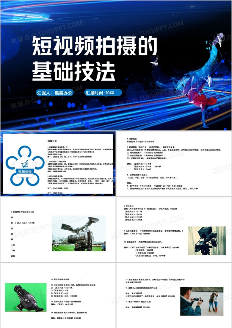 短视频拍摄的基础技法短视频培训PPT模板