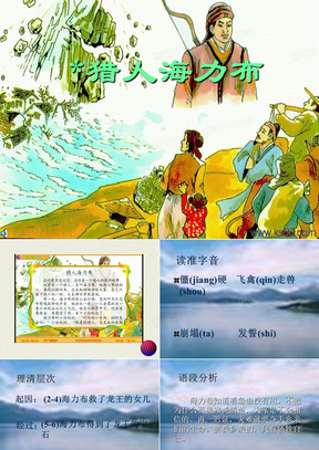 50绿色卡通风猎人海力布ppt模板00猎人笔记ppt课件00猎人笔记精品ppt