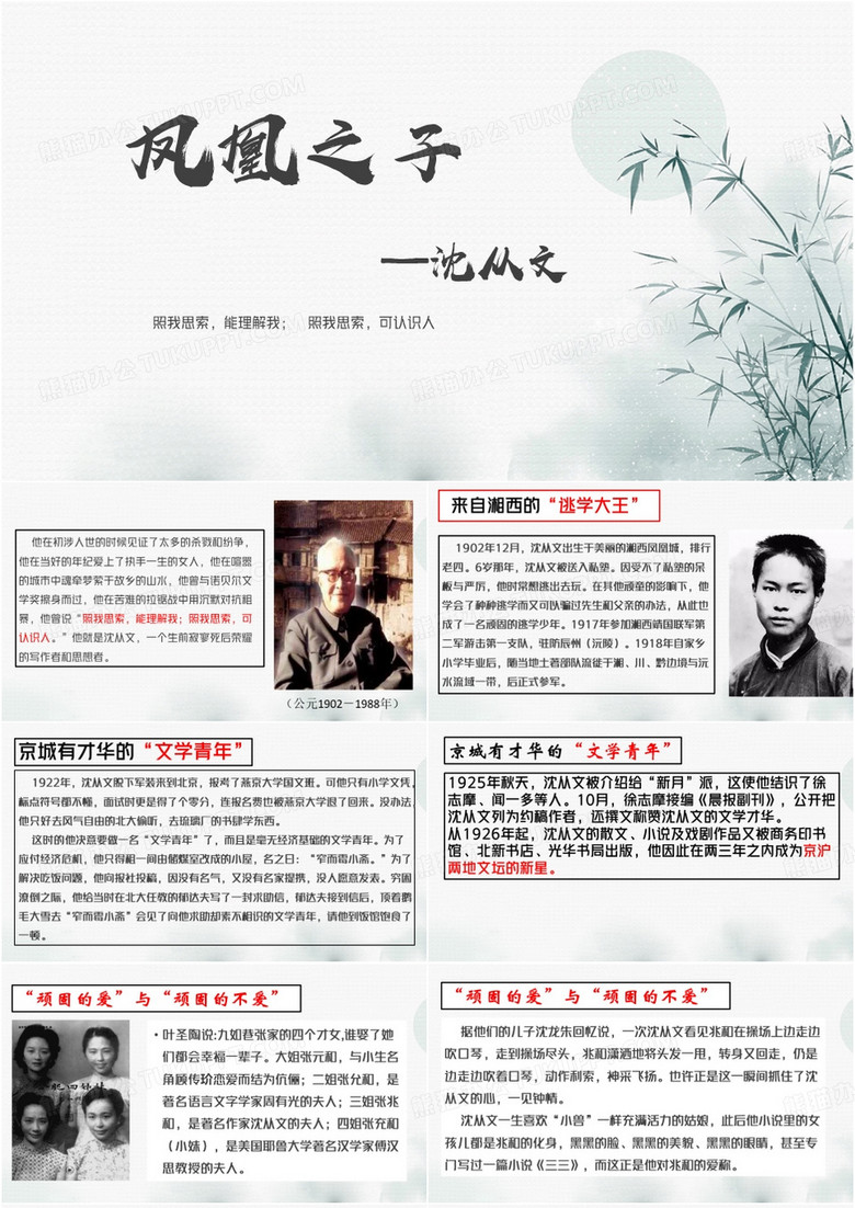 沈从文人物介绍PPT模板