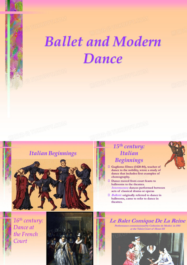 芭蕾舞和现代舞英文版页PPT文档