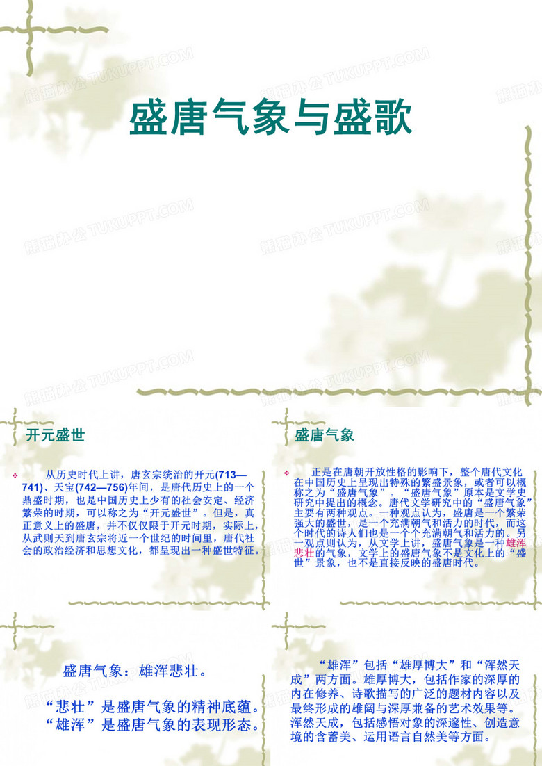 盛唐气象与盛唐诗歌ppt实用课件通用