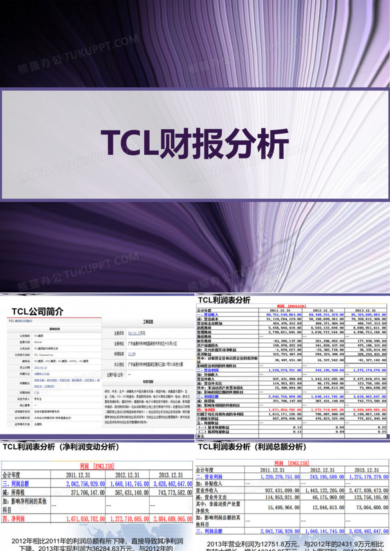 TCL财报分析 PPT