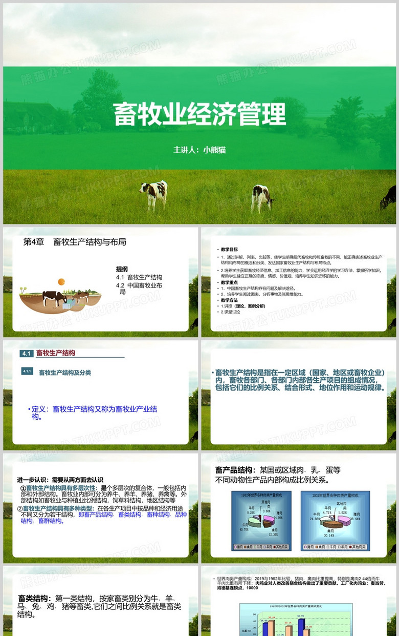 绿色简洁畜牧业介绍PPT模板