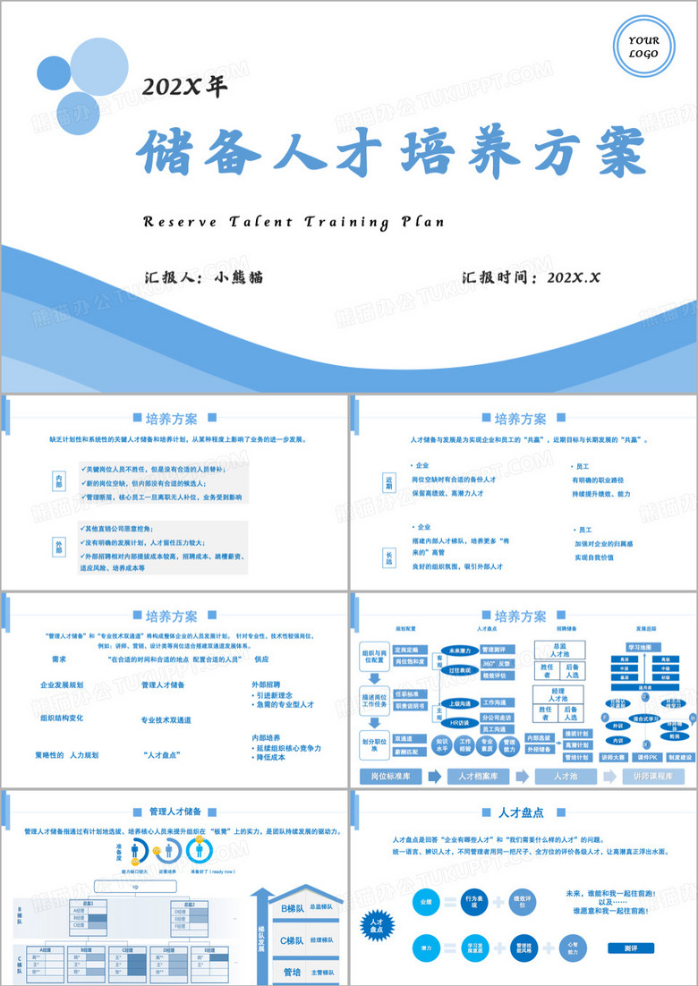 蓝色储备人才培养方案PPT模版
