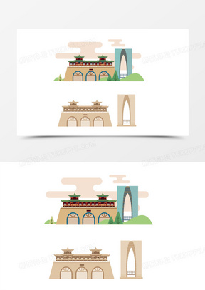 江苏地标玄武门建筑标志东方之门大楼
