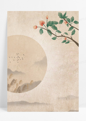 复古宣纸质感中国风植物工笔画背景
