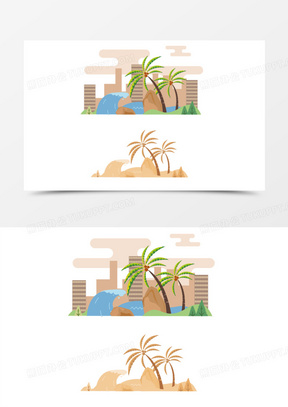 海南地标南天一柱建筑椰子树472手绘卡通写实的白色和平鸽子5437简笔