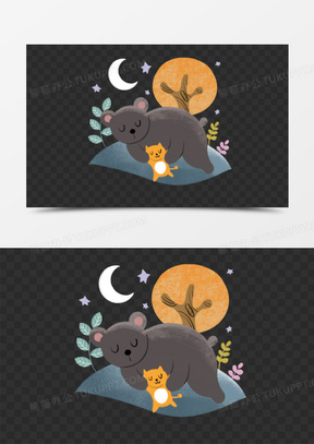 世界睡眠日狗熊睡觉元素