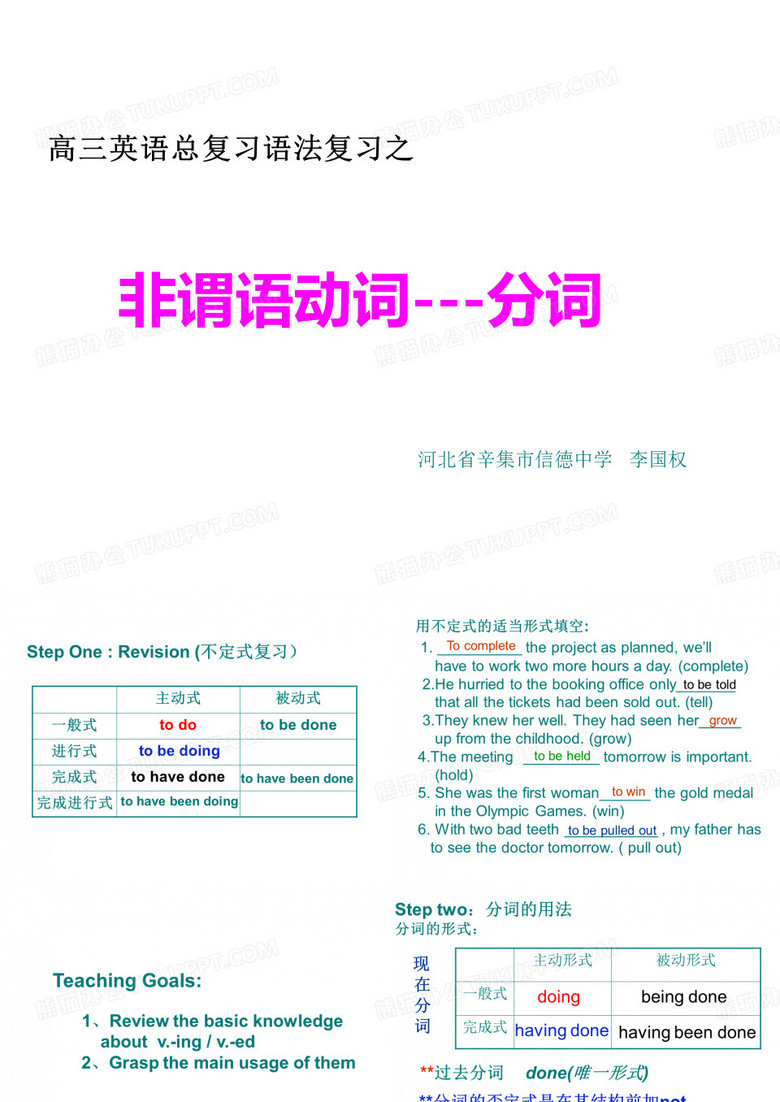 高考英语非谓语动词分词的用法-我能学科网