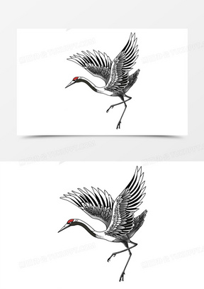 卡通简约黑白中国风国潮仙鹤元素