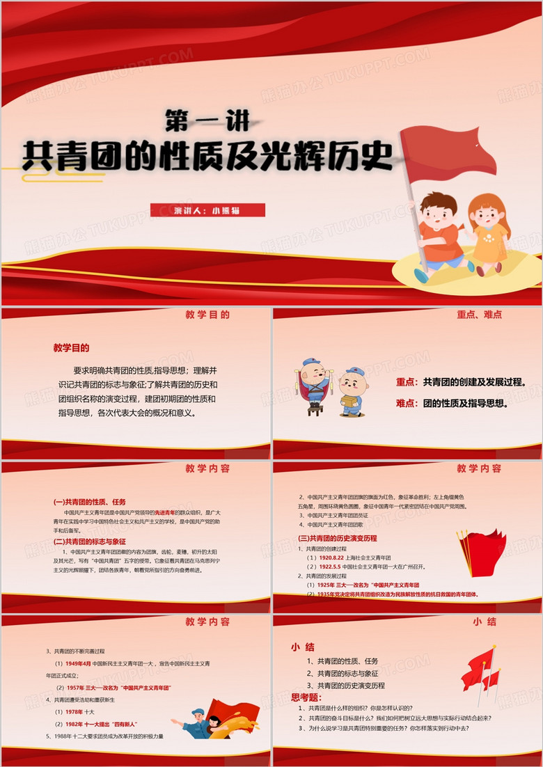 红色共青团的性质及光辉历史PPT模板