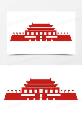 手绘党政风天安门建筑剪影