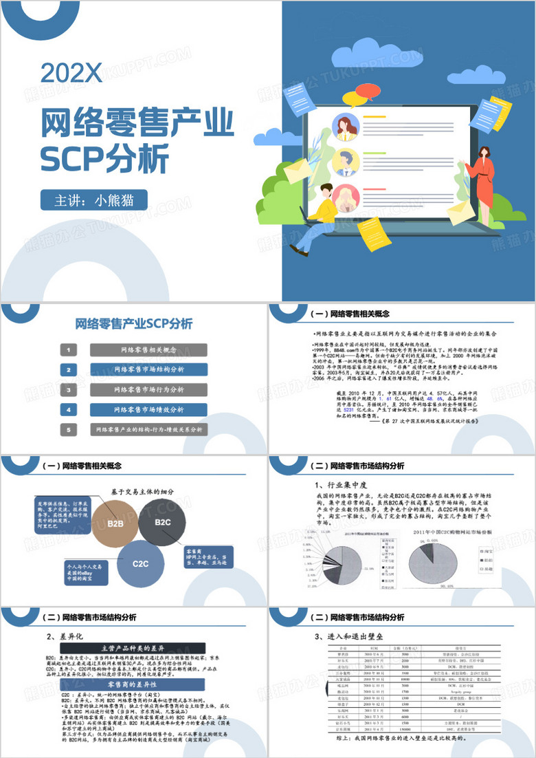 网络零售产业SCP分析PPT模板