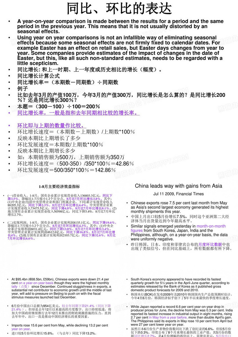 同比与环比的表达共15页