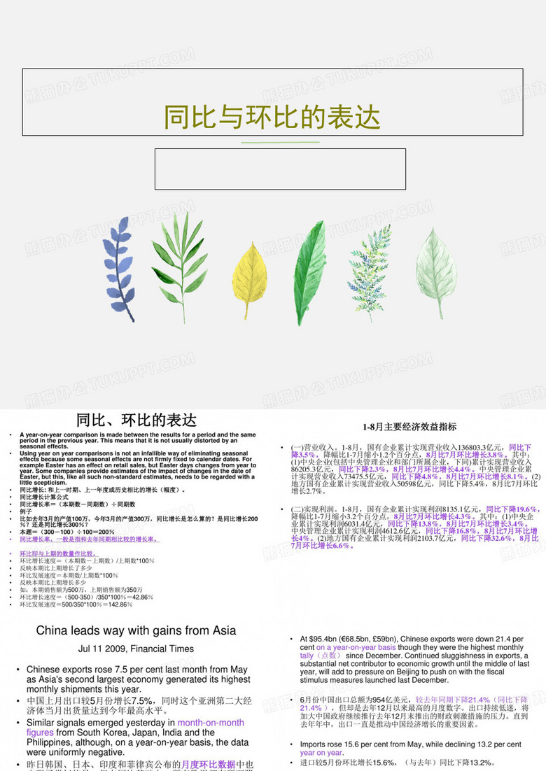 同比与环比的表达PPT17页