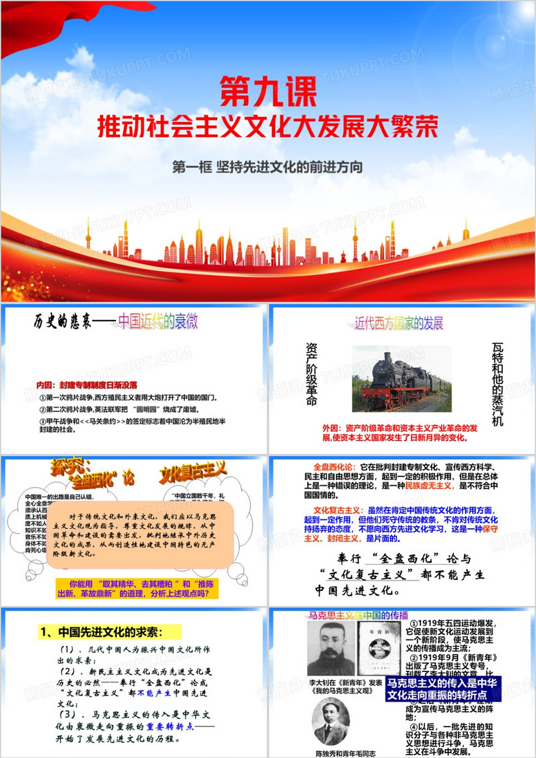 先进文化的发展方向PPT模板