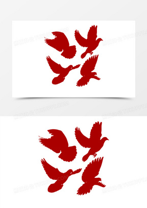 红色飞翔的和平鸽