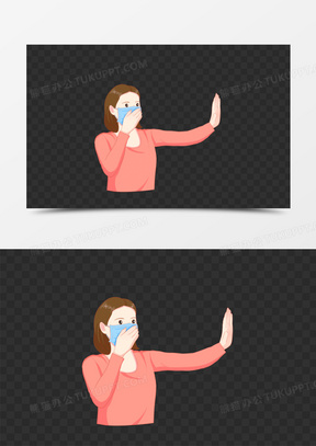 新型冠状肺炎之女孩感冒咳嗽远离人群勿接近元素