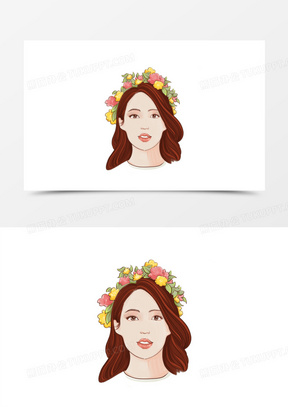 唯美小清新戴花环的少女